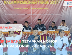 KIP Sabang Tetapkan Nomor Urut Paslon Pilkada 2024