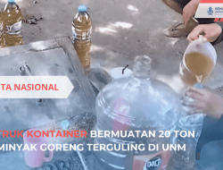 Truk Kontainer Minyak Goreng Terguling di UNM