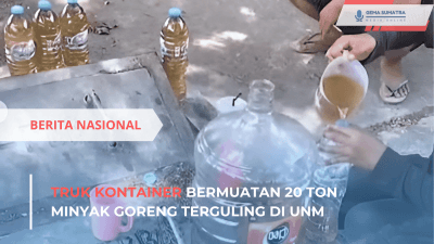 Truk Kontainer Minyak Goreng Terguling di UNM