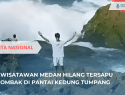 Wisatawan Medan Tersapu Ombak di Pantai Kedung Tumpang