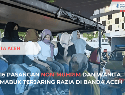 Pasangan Non-Muhrim dan Wanita Mabuk Terjaring Razia di Aceh