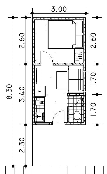Denah Rumah Subsidi Mini 18 meter persegi