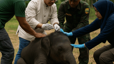 Dua Anak Gajah Sumatera Diselamatkan Tim Konservasi di Aceh Besar