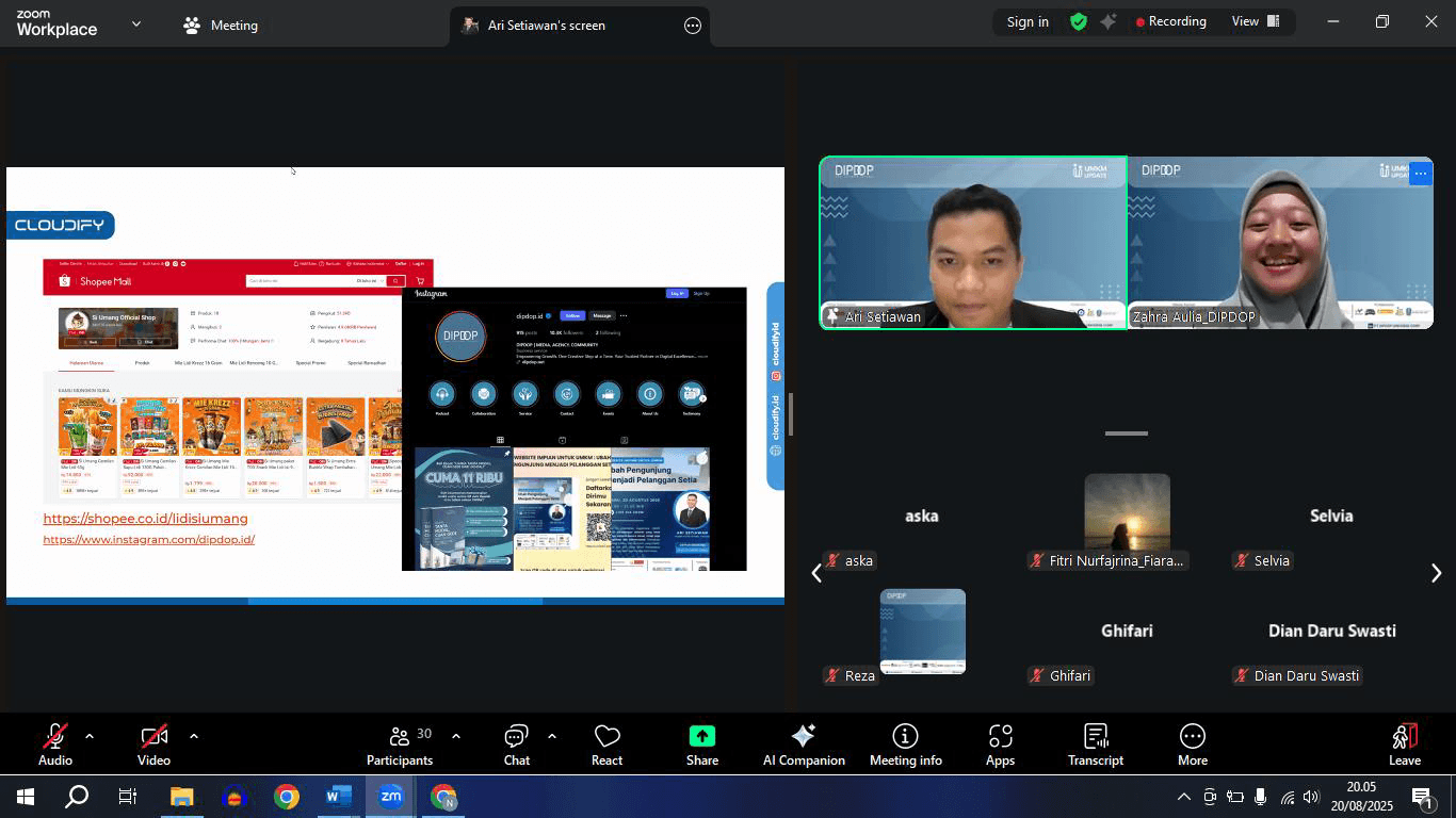 Webinar Website Impian untuk UMKM