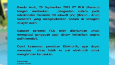 Listrik Aceh Padam Tiga Hari, Pemulihan Bertahap
