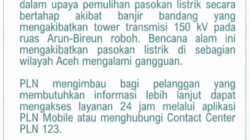 Pemadaman listrik Aceh tower 150 kV roboh