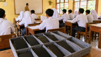 Ilustrasi pengelolaan gawai di kelas