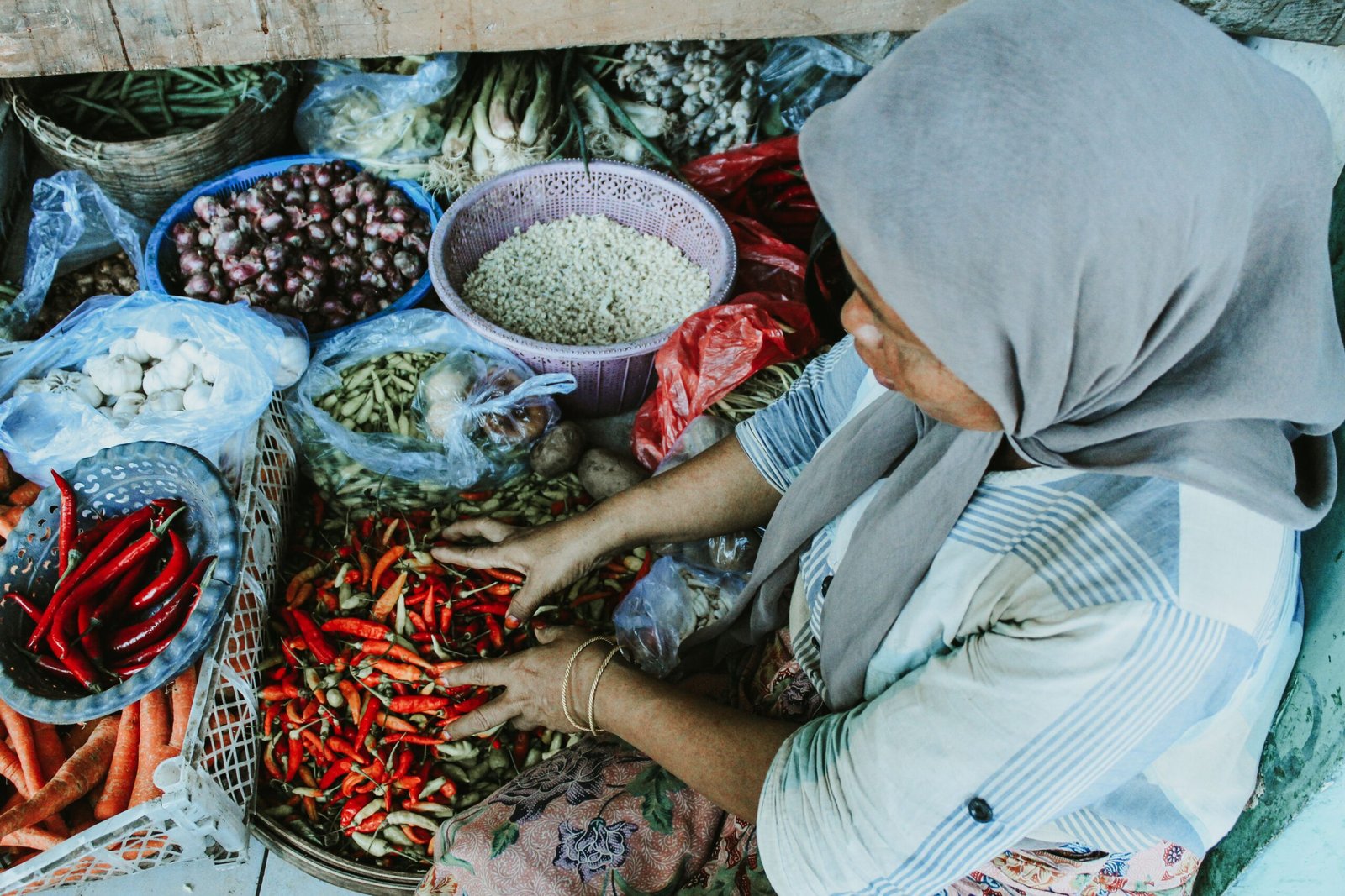Ilustrasi pasar bahan pangan di Indonesia