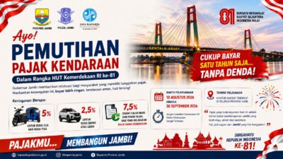 Pemutihan Pajak Kendaraan Jambi Berakhir 30 September 2026, Ini Keringanannya
