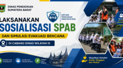 Ilustrasi resmi Dinas Pendidikan Sumatera Barat tentang sekolah aman dan simulasi evakuasi bencana
